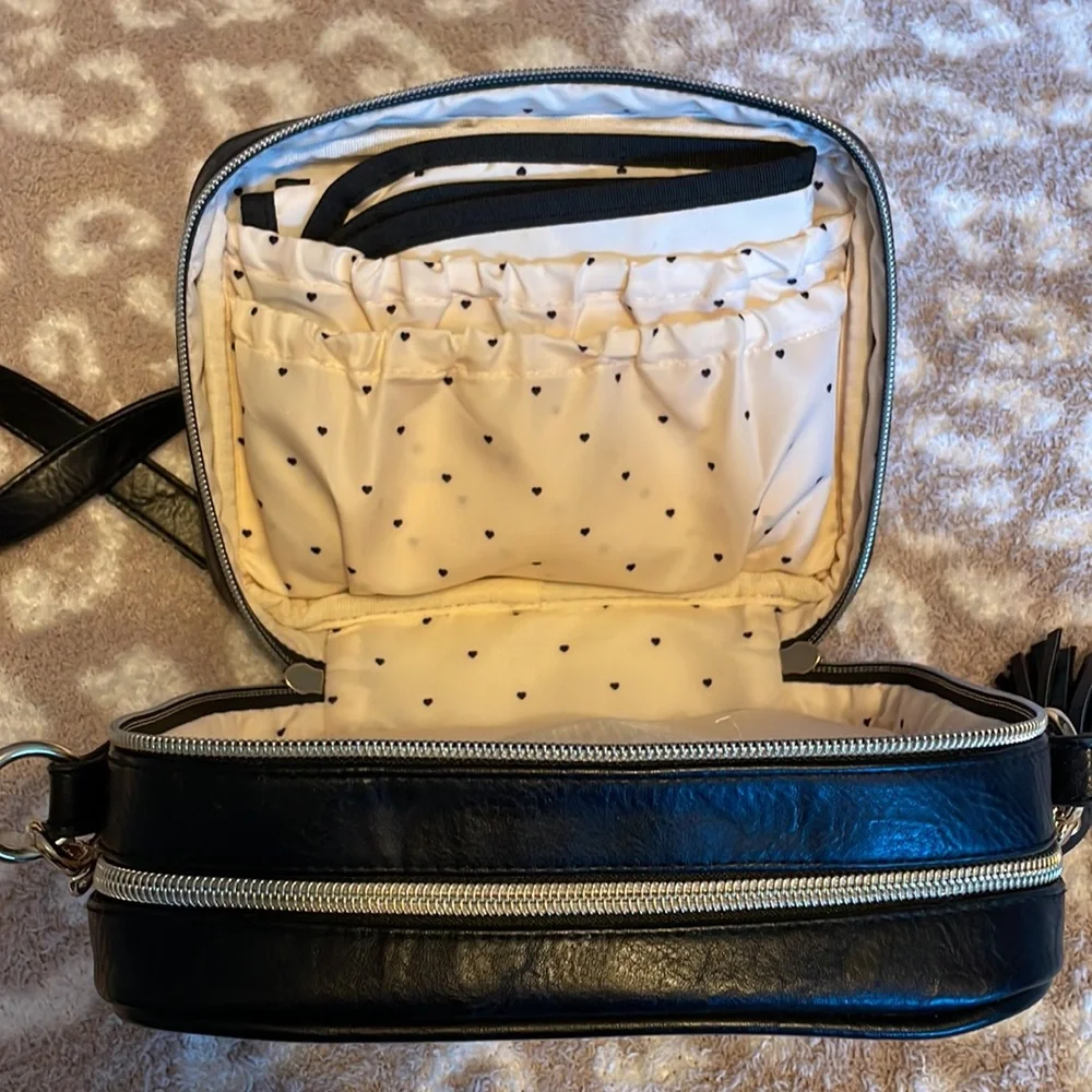 Itzy Ritzy Black Studded Crossbody Bag with Gold Tassel